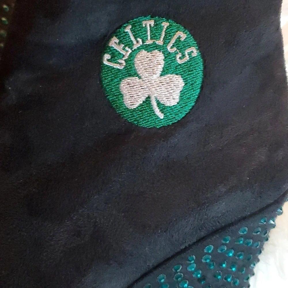 NEW Women’s Black Synthetic Suede Celtics Ankle Boots,Green Rhinestone Wedge